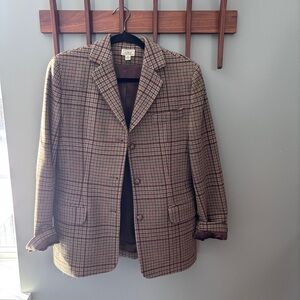 Vintage L.L. Bean Tan and Brown Checkered Blazer